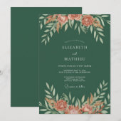Invitation Mariage Feuillage Peint en Terracotta (Devant / Derrière)