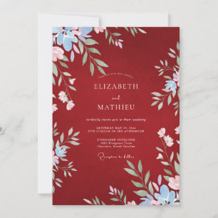 Invitation Mariage Feuillage Peint Rouille de Prairie