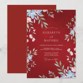 Invitation Mariage Feuillage Peint Rouille de Prairie (Devant / Derrière)