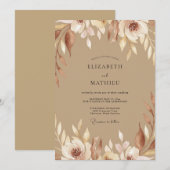 Invitation Mariage Feuillage Peint Taupe (Devant / Derrière)
