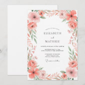Invitation Mariage Feuillage Pétales de Saumon (Devant / Derrière)