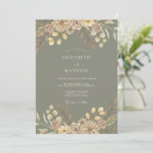 Invitation Mariage Feuillage Rustique Vert Sauge (Debout devant)