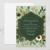 Invitation Mariage Feuillage Serein Sage (Devant / Derrière)