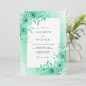 Invitation Mariage Feuillage Serein Vert Menthe (Debout devant)