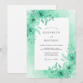 Invitation Mariage Feuillage Serein Vert Menthe (Devant / Derrière)