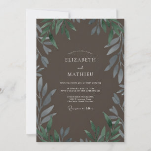 Invitation Mariage Feuillage Taupe Olive