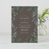 Invitation Mariage Feuillage Taupe Olive (Debout devant)
