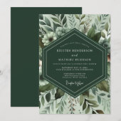 Invitation Mariage Feuillage Verdoyant Sage (Devant / Derrière)