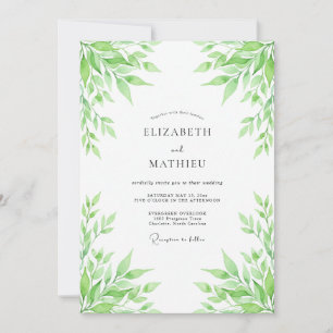 Invitation Mariage Feuillage Vert Luxuriant