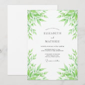 Invitation Mariage Feuillage Vert Luxuriant (Devant / Derrière)