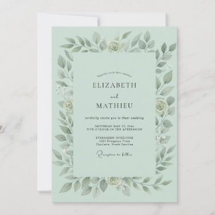Invitation Mariage Feuillage Vert Menthe Paisible