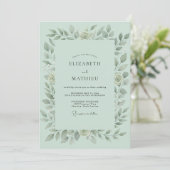 Invitation Mariage Feuillage Vert Menthe Paisible (Debout devant)