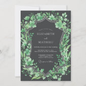 Invitation Mariage Feuillage Vibrant Charbon (Devant)