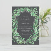 Invitation Mariage Feuillage Vibrant Charbon (Debout devant)