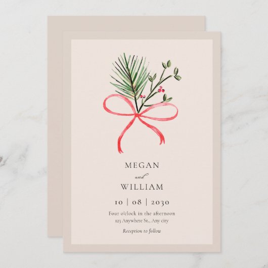 Invitation Mariage feuille (Devant / Derrière)