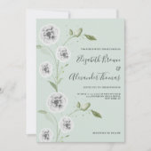 Invitation Mariage feuille à l'aquarelle de menthe blanche (Devant)