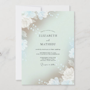 Invitation Mariage Feuille Aérienne Céladon