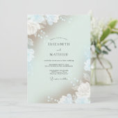 Invitation Mariage Feuille Aérienne Céladon (Debout devant)