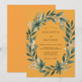 Invitation Mariage Feuille Ambrée (Devant / Derrière)