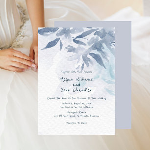 Invitation Mariage Feuille Aquarelle bleu doux