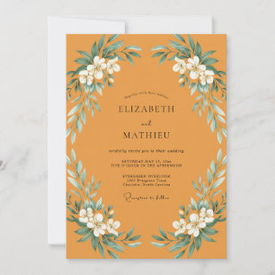 Invitation Mariage feuille aquarelle moutarde