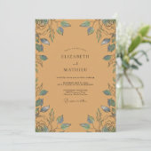 Invitation Mariage Feuille Azur Ocre (Debout devant)