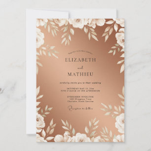 Invitation Mariage Feuille Blanche Cuivre