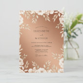 Invitation Mariage Feuille Blanche Cuivre (Debout devant)