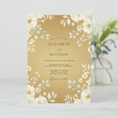 Invitation Mariage feuille blanche de moutarde (Debout devant)