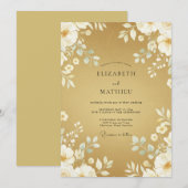 Invitation Mariage feuille blanche de moutarde (Devant / Derrière)