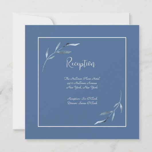 Invitation Mariage Feuille bleu et blanc (Dos)