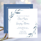 Invitation Mariage Feuille bleu et blanc