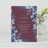 Invitation Mariage Feuille Bleuet Baie (Debout devant)