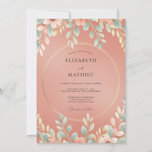 Invitation Mariage feuille cannelle (Devant)