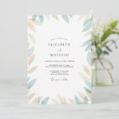 Invitation Mariage feuille champagne écume de mer (Debout devant)