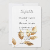 Invitation Mariage Feuille Chic Gold (Devant)