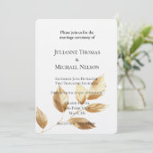 Invitation Mariage Feuille Chic Gold (Debout devant)