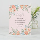 Invitation Mariage Feuille Ciel Abricot (Debout devant)