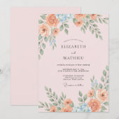 Invitation Mariage Feuille Ciel Abricot (Devant / Derrière)