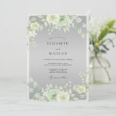 Invitation Mariage Feuille Crème Argentée (Debout devant)