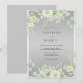 Invitation Mariage Feuille Crème Argentée (Devant / Derrière)