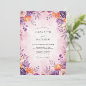 Invitation Mariage feuille d'abricot améthyste (Debout devant)