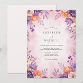 Invitation Mariage feuille d'abricot améthyste (Devant / Derrière)