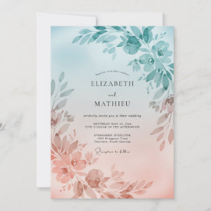 Invitation Mariage Feuille d'Abricot Aqua