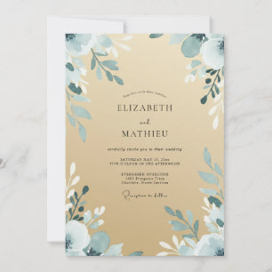 Invitation Mariage Feuille d'Acier Beige