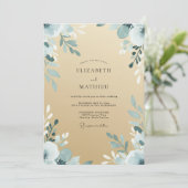 Invitation Mariage Feuille d'Acier Beige (Debout devant)