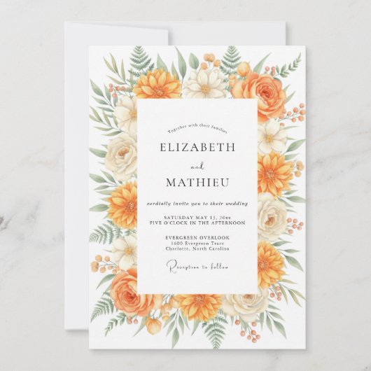 Invitation Mariage feuille d'Amber Dahlia (Devant)