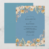 Invitation Mariage Feuille d'Ambre Acier (Devant / Derrière)