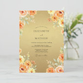 Invitation Mariage Feuille d'Ambre Dorée (Debout devant)