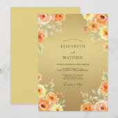 Invitation Mariage Feuille d'Ambre Dorée (Devant / Derrière)